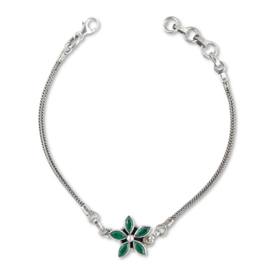 Green Onyx Floral Charm Bracelet