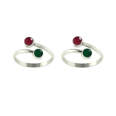 Red & Green Onyx Toe Ring
