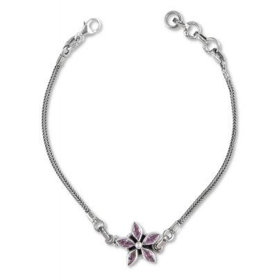 Pink Zircon Floral Charm Bracelet