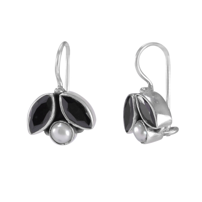 Black Onyx & Pearl Earrings