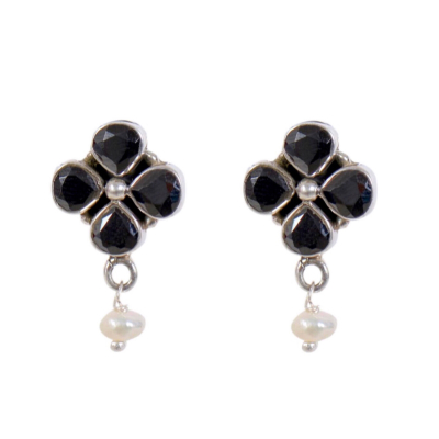 Black Onyx & Pearl Earrings