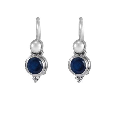 Blue Onyx & Pearl Earrings