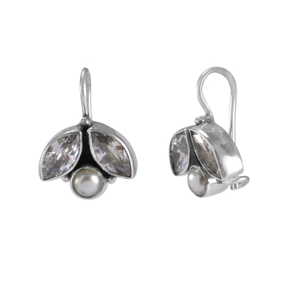 Cubic Zircon & Pearl Earrings
