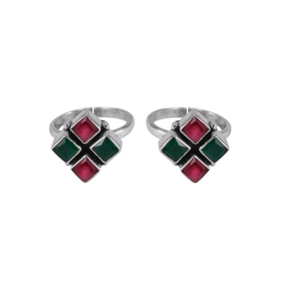 Red & Green Onyx Toe Ring